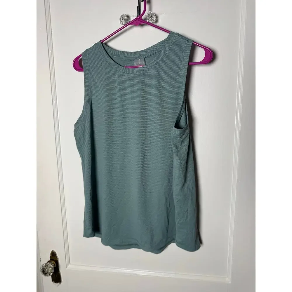 Calia Carrie Underwood Bubble Mesh High Low Tank Top Blue Agave XXL NEW Athletic - Picture 3 of 8